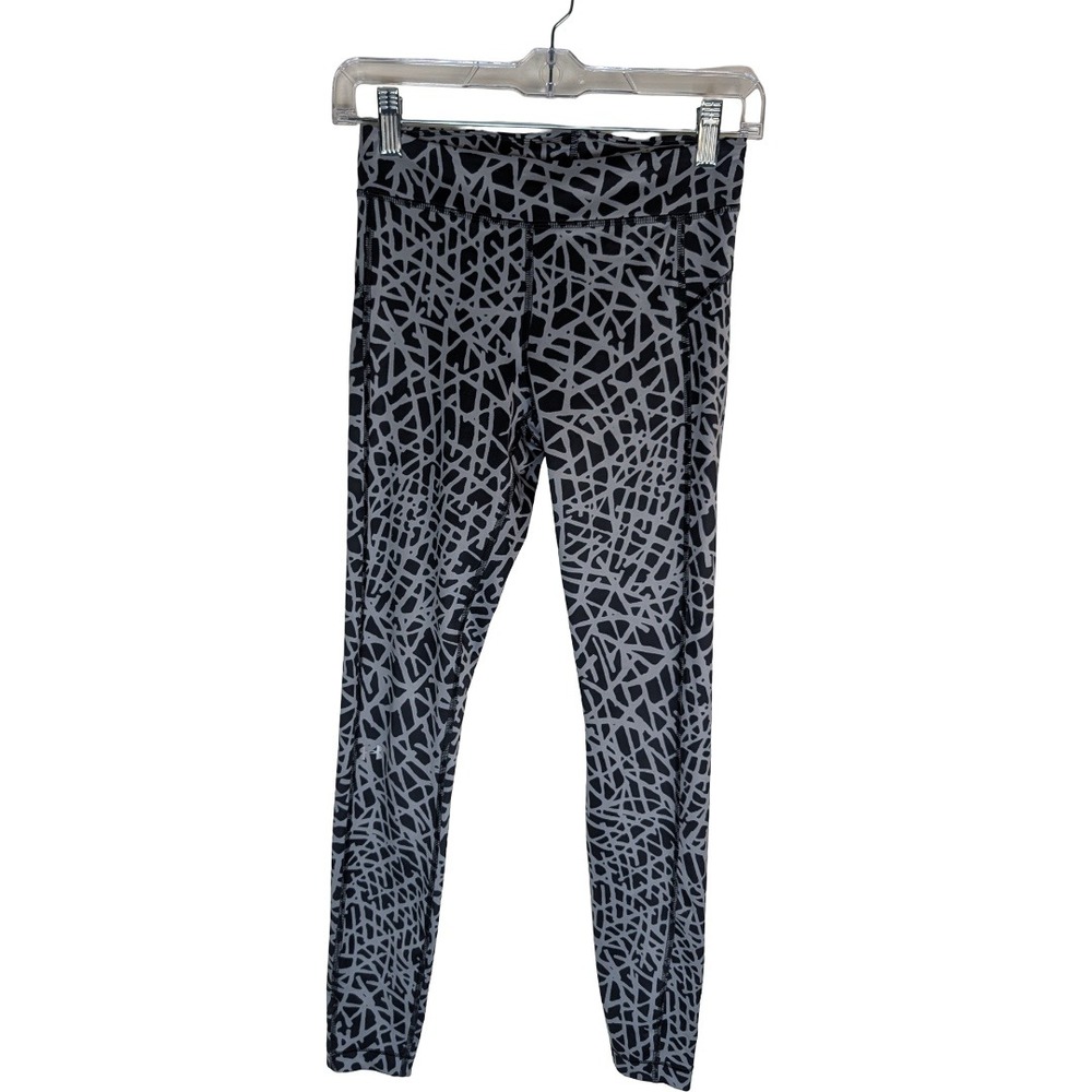 Under Armour‎ Leggings Women Small Gray Black Geometric HeatGear Compression Gym